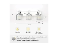 gaomon Led Modern Crystal Bathroom Vanity Lights Over Mirror, Chrome Bathroom Light Fixtures Wall Light (3-Light)