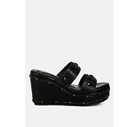 Iki Diki Rhinestone & Diamante Wedge Sandals