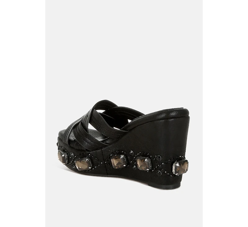 Blistronic Chunky Diamante & Rhinestone Cut-Out Sandals