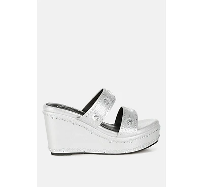 Iki Diki Rhinestone & Diamante Wedge Sandals