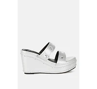 Iki Diki Rhinestone & Diamante Wedge Sandals