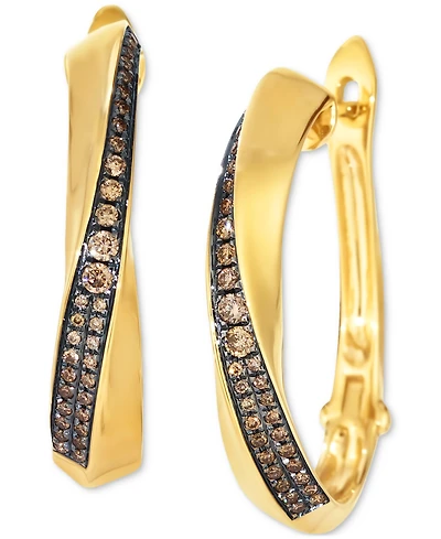 Le Vian Chocolatier Chocolate Diamond Hoop Earrings (1/4 ct. t.w.) in 14k Honey Gold