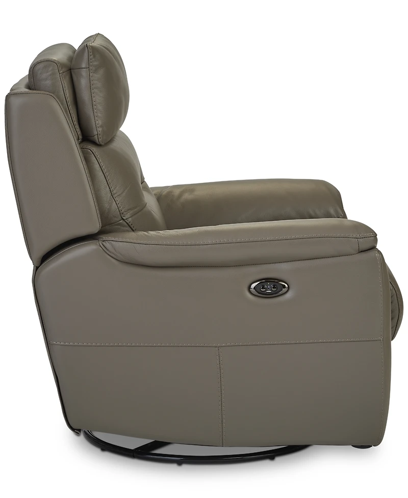 Ossorio Leather Power Swivel Glide Recliner, Created for Macy's