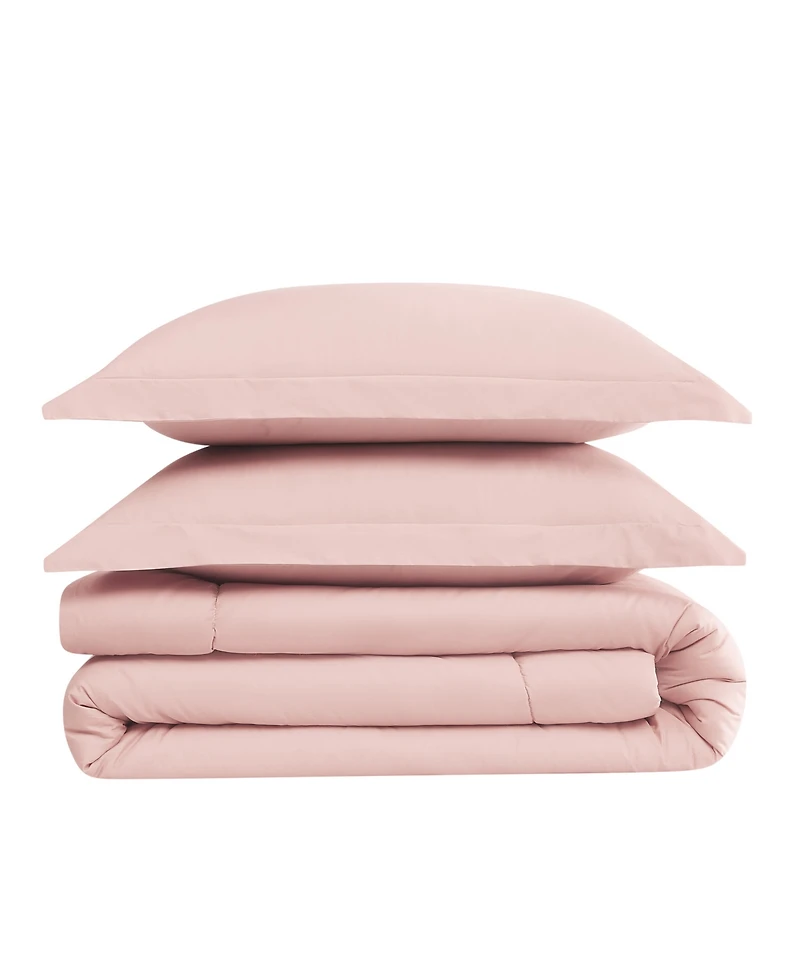 Brooklyn Loom Solid Cotton Percale 3-Pc. Comforter Set, Full/Queen