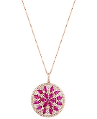 Effy Ruby (2-3/4 ct. t.w.) & Diamond (5/8 ct. t.w.) Mandala 18" Pendant Necklace in 14k Rose Gold