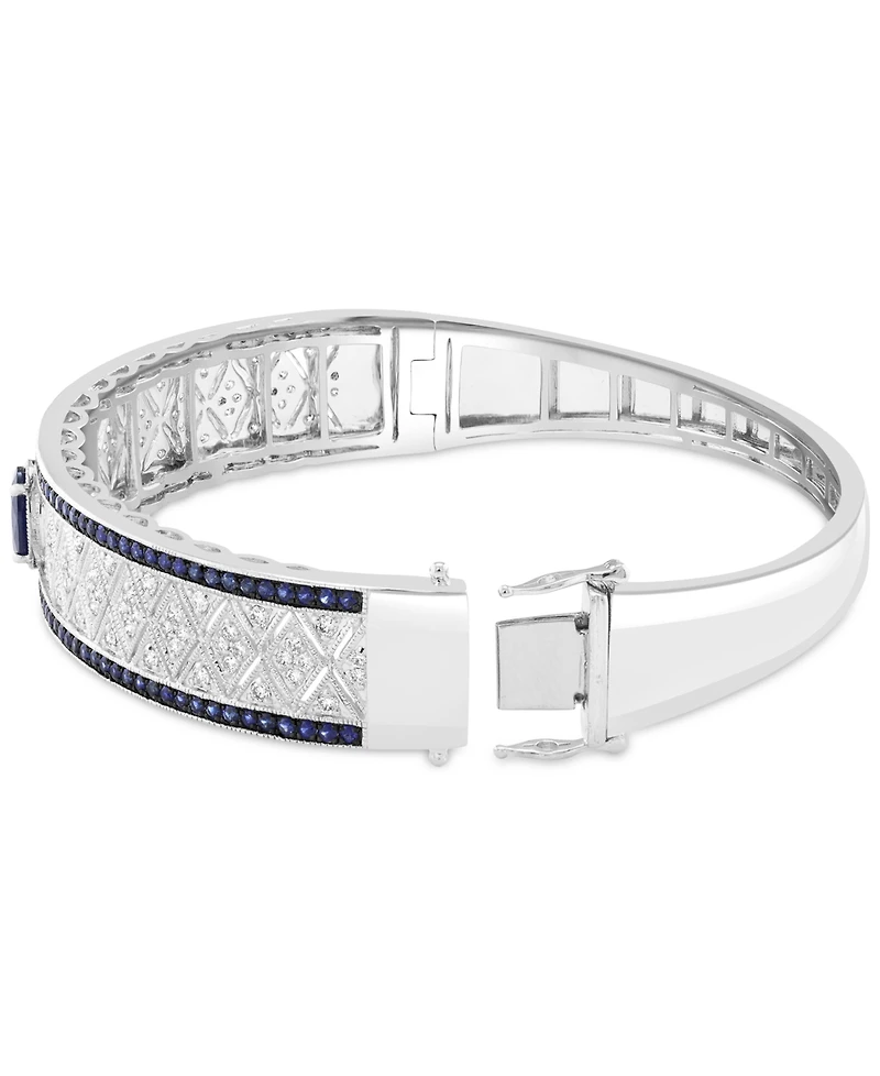 Effy Sapphire (1-7/8 ct. t.w.) & Diamond (1 ct. t.w.) Filigree Bangle Bracelet in Sterling Silver