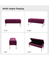 Hulala Home Upholstered Modern Flip Top Storage Bench with Metal Legs
