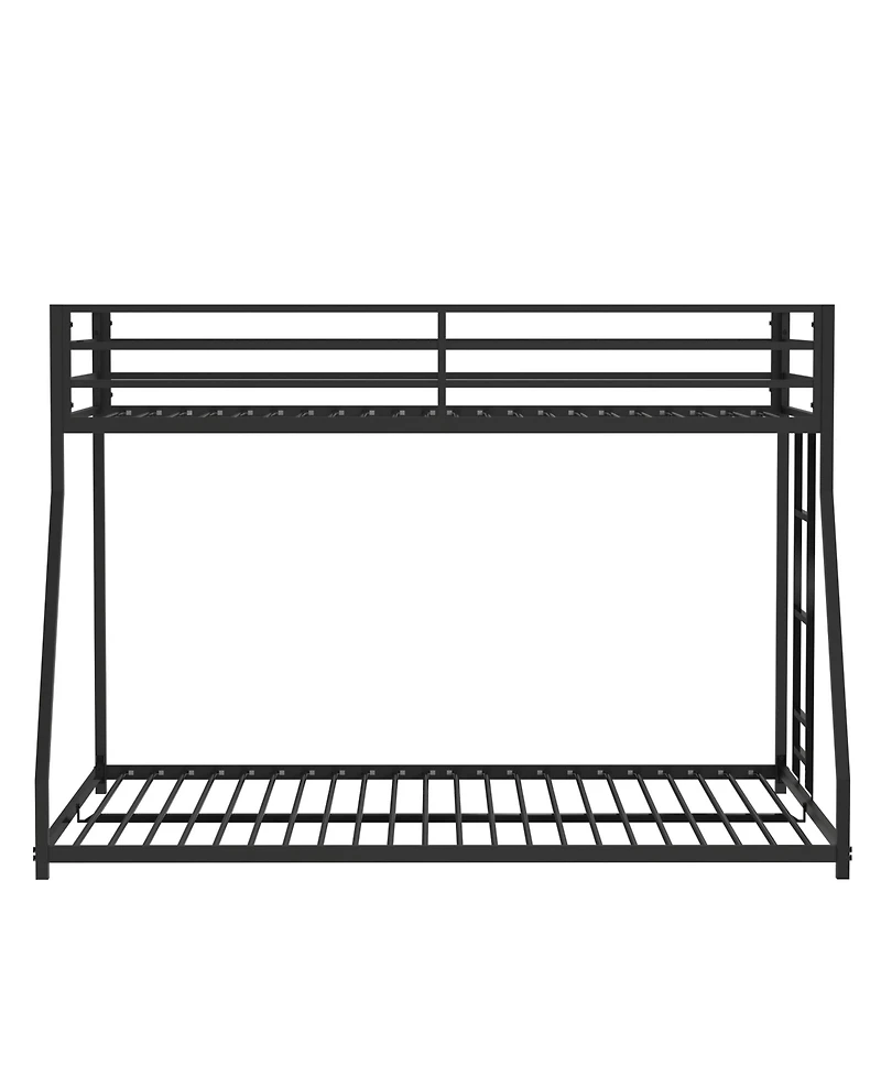 Simplie Fun Adam Sturdy Twin over Full Metal Bunk Black for Kids and Adult, Low Profile and Easy Climbing with Stable Ladder
