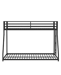 Simplie Fun Adam Sturdy Twin over Full Metal Bunk Black for Kids and Adult, Low Profile and Easy Climbing with Stable Ladder