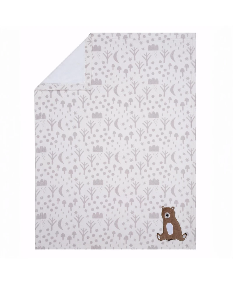 Bedtime Originals Sleepytime Bear White/Brown Soft Fleece Baby Blanket