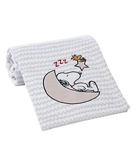 Bedtime Originals Snoopy Love Soft White/Taupe Fleece Baby Blanket w/ Applique