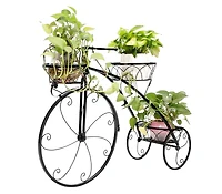 Unho Indoor Outdoor 3 Tiers Iron Garden Flower Stand Bicycle Shape Plant Rack Shelf