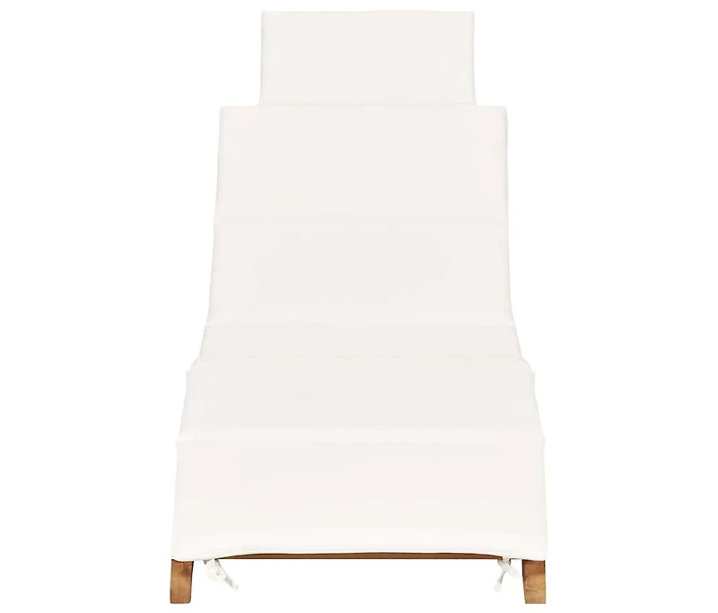 vidaXL Folding Sun Lounger with Cream White Cushion Solid Teak Wood