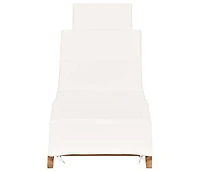 vidaXL Folding Sun Lounger with Cream White Cushion Solid Teak Wood