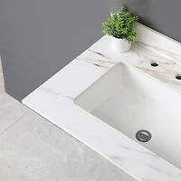 Simplie Fun Inch Marble Vanity Top, Bathroom Vanity Top with Undermount Rectangular Middle Sink and 4" Height Backsplash