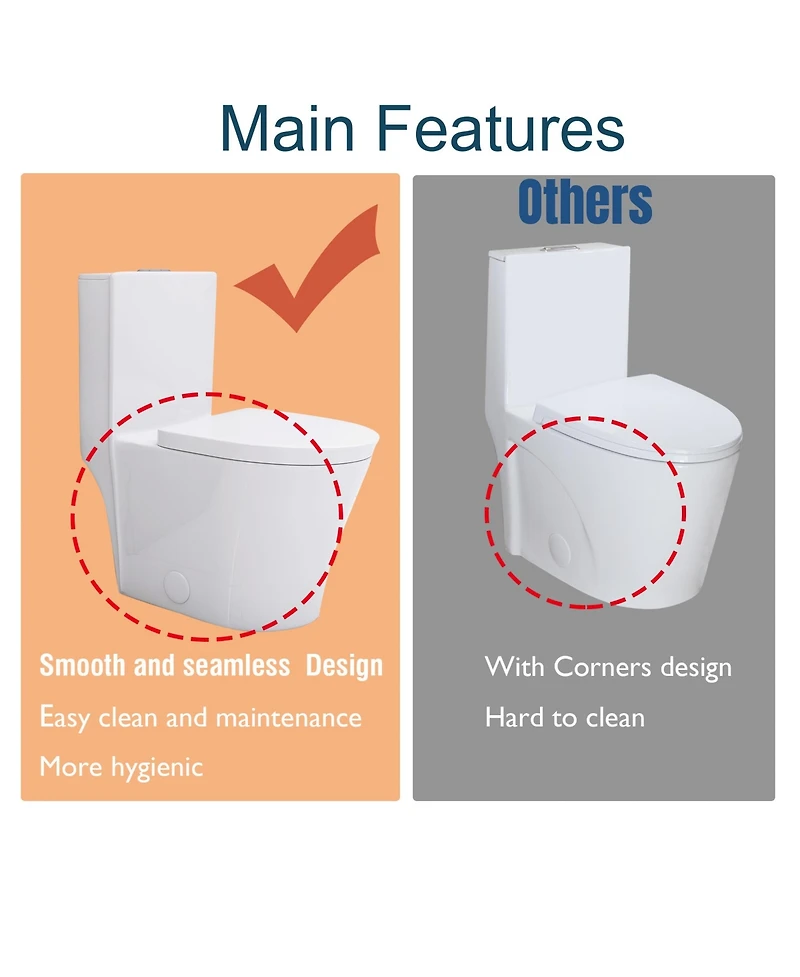 Streamdale Furniture Elongated One Piece Toilet White