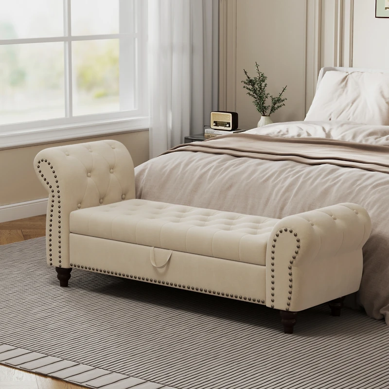 Streamdale 64.5" Tufted Velvet Chaise with Storage