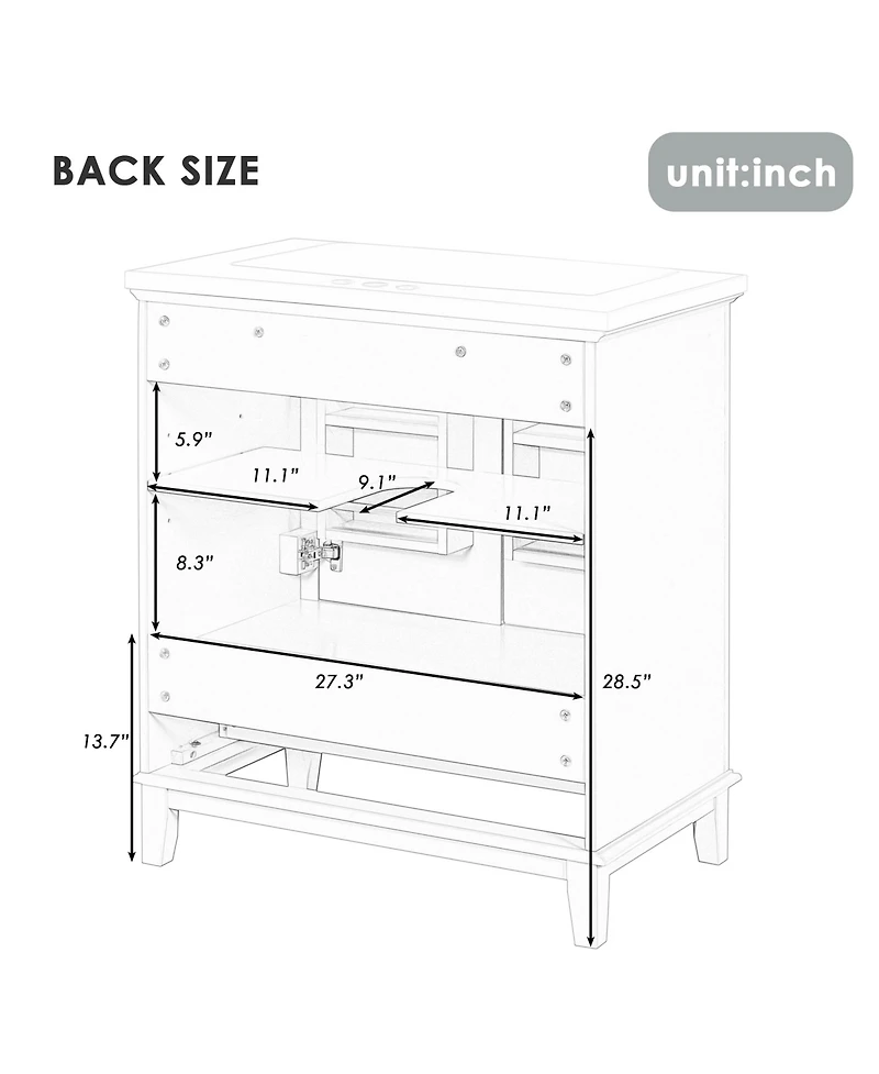 Streamdale 30" Bathroom Vanity Cabinet with Sink and Drawer, Green