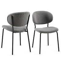 Streamdale Furniture Grey Boucle Fabric Dining Chairs Set of 2,Dining Chairs with Metal Legs for Dining Room, Kitchen, Living Room