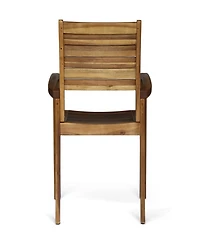 Streamdale Miguel Coastal Acacia Wood Stackable Dining Chairs (Set Of 2)