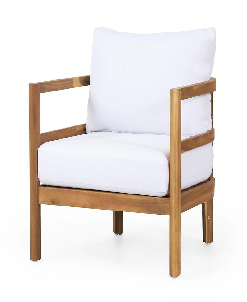 Streamdale Furniture Outdoor Acacia Wood Patio Club Chair, Wood Patio Furniture, Waterproof Thick Cushion Deep Seating For Porch, Garden, Backyard, Ba