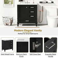 30" Bathroom Vanity, Modern Bathroom Cabinet with Sink Combo Set, Bathroom Storage Cabinet with a Soft Closing Door and 3 Drawers, Solid Wood Fra