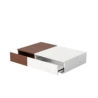 Streamdale Furniture Modern style walnut coffee table with two storage spaces