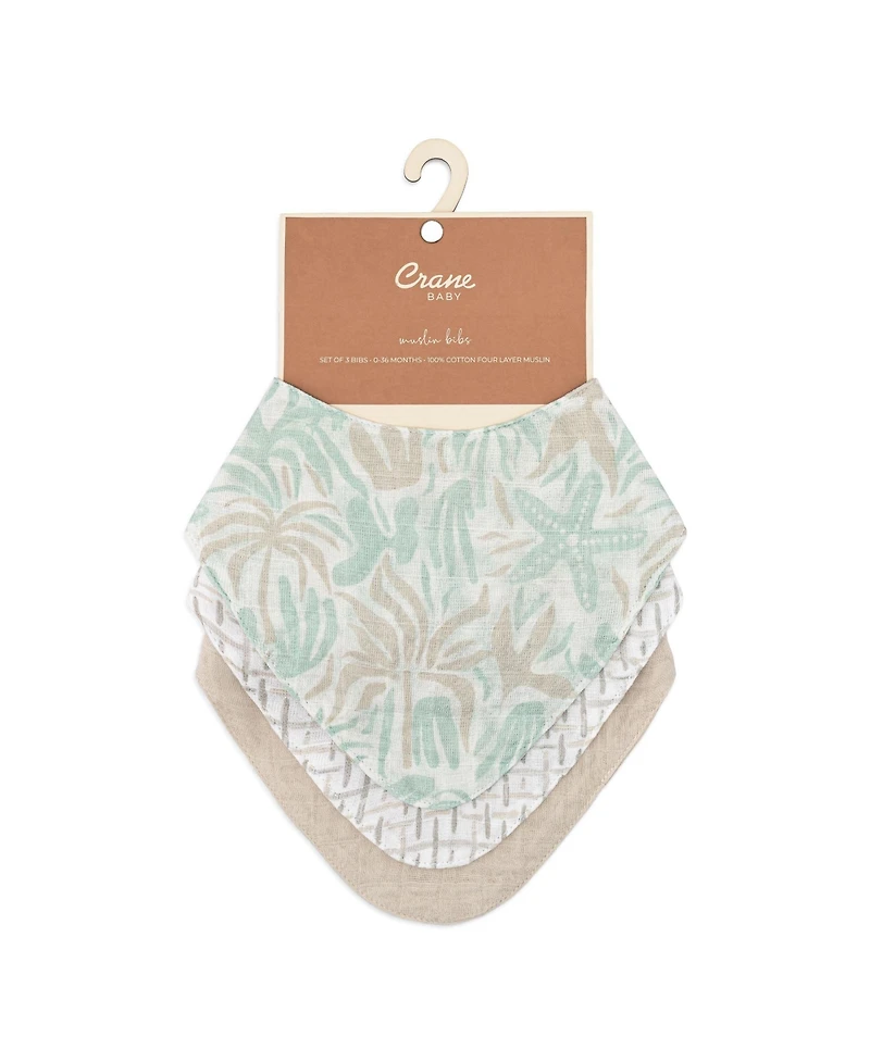 Crane Baby Infants Cove Beach Life Muslin Bib, 3-Pc. Set