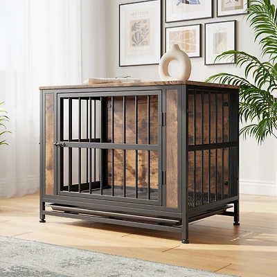 Streamdale Rustic Brown Dog Crate Table (32.8")