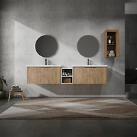 Streamdale Furniture 84" Wall-Mounted Bathroom Vanity With Sink and Side Cabinet, Soft Close Doors