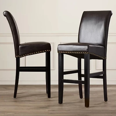 Simplie Fun Upholstered 30" Counter Stool with Solid Wood Frame (Set of 2)