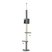 85.5" Cat Tree Height Adjustable Floor-to-Ceiling 4-Tier Kitty Climbing Activity Center Condo Cat Toy with Scratching Post Hanging Balls Play Res