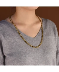 Bling Jewelry Heavy Solid 7MM Gold Plated Stainless Steel Figaro Chain Necklace