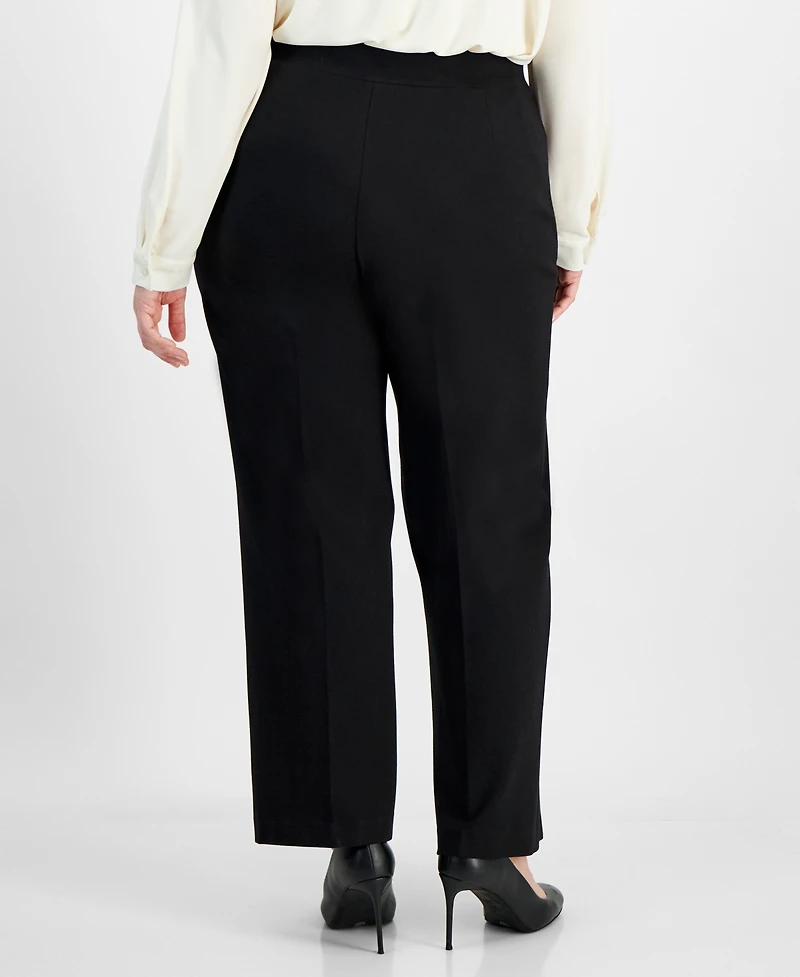 Anne Klein Plus Compression Pull-On Wide-Leg Trousers