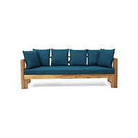 Streamdale Rustic Acacia Wood Expandable Daybed With Water-Resistant Cushions