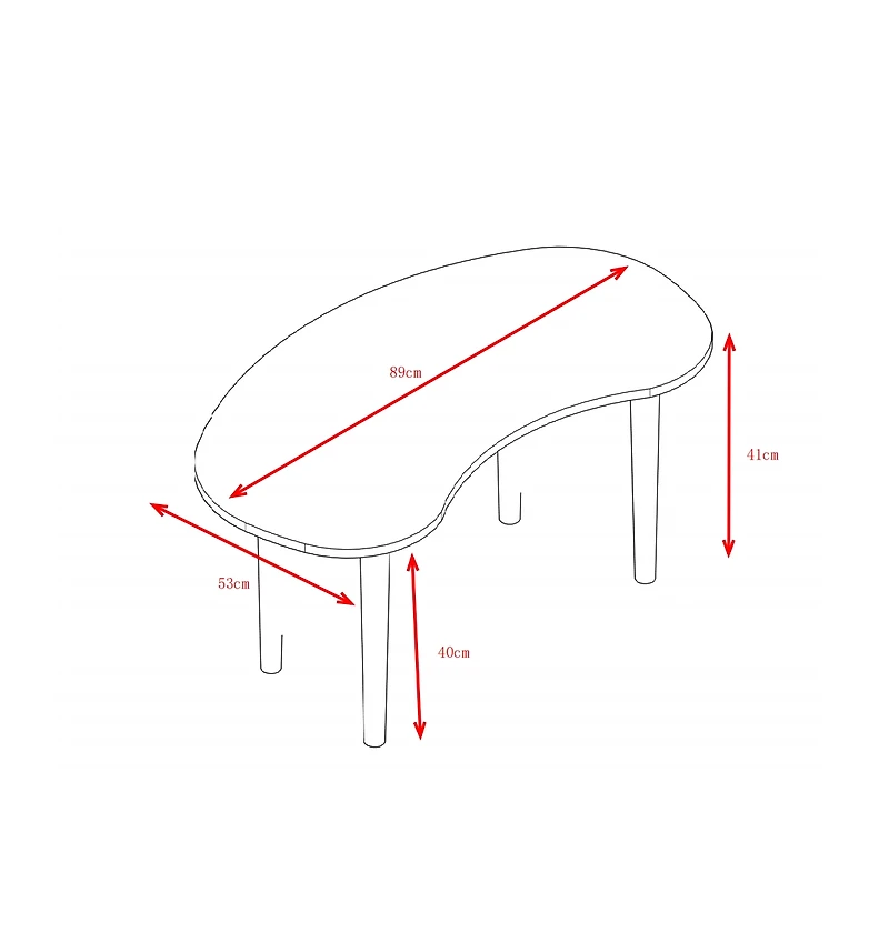 Streamdale Furniture Nut Shape Coffee Table with Solid Wood Legs, 35x21 Inches