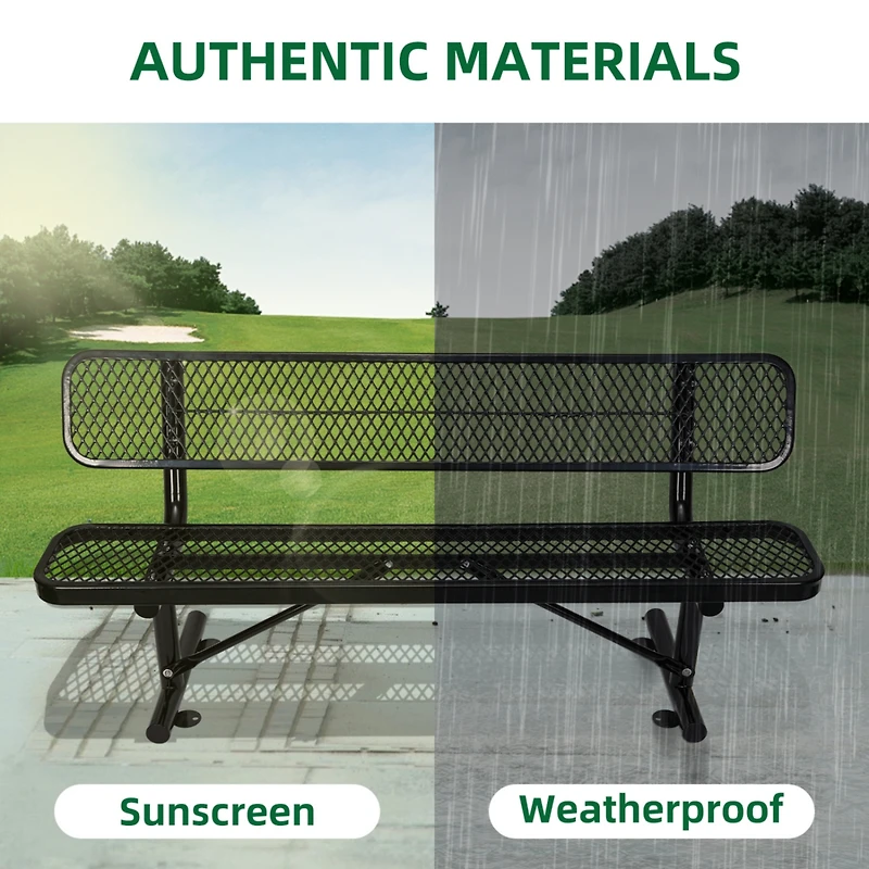 Streamdale 6 ft. Outdoor Steel Bench with Backrest in Black