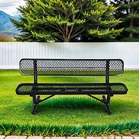 Streamdale 6 ft. Outdoor Steel Bench with Backrest in Black