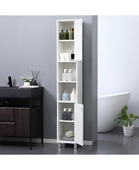 Tall Bathroom Storage Cabinet with Mirror, Wooden Freestanding Tower Cabinet with Adjustable Shelves, for Bathroom, or Living Room, White