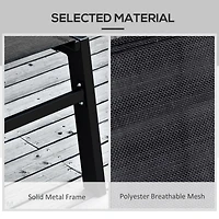 Outdoor Lounge Chair, Patio Lounger with 5-Position Reclining Backrest and 2 Wheels for Poolside, Beach, Lawn, Black