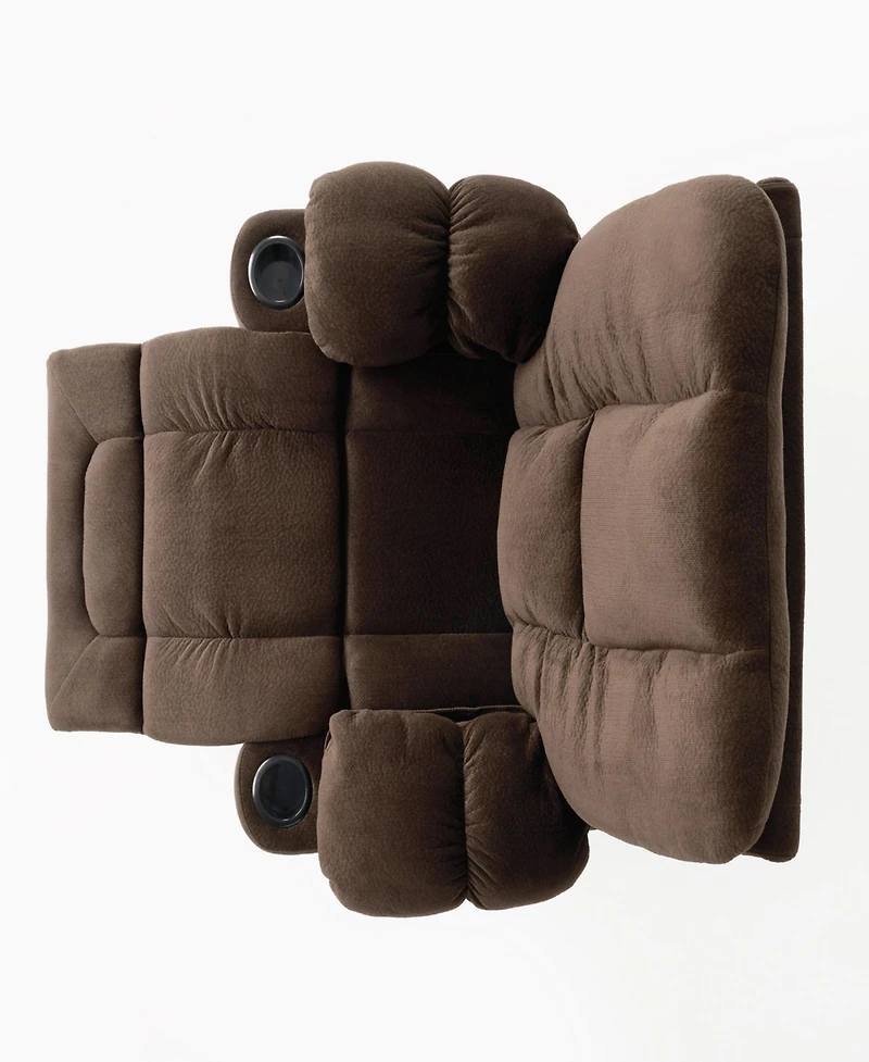 Streamdale Furniture Luxurious Manual Recliner Chair In Chocolate With Skin-Friendly Fabric And Dual Cup Holders