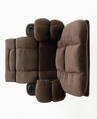 Streamdale Furniture Luxurious Manual Recliner Chair In Chocolate With Skin-Friendly Fabric And Dual Cup Holders