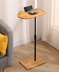 Streamdale Bamboo Adjustable Sofa End Table with Slots (Oval + Rectangle)