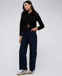 Kenneth Cole Womens Denim Trucker Button Front Jacket High Rise Barrel Leg Denim Jeans