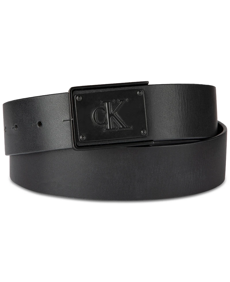 Calvin Klein Men's Ck Plate Plaque Belt