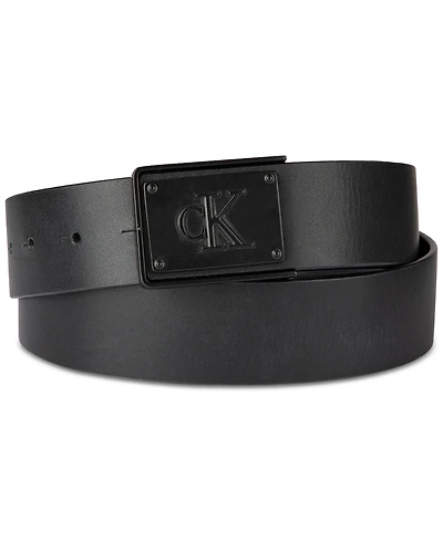 Calvin Klein Men's Ck Plate Plaque Belt