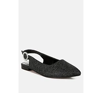 Giora Glitter Slingback Flat Womens Sandals Women