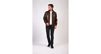 Men's Leather Jacket, Brown, Created for Macy's