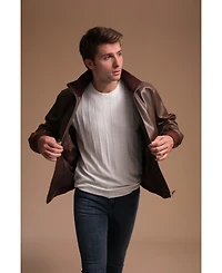 Men's Leather Jacket, Brown, Created for Macy's
