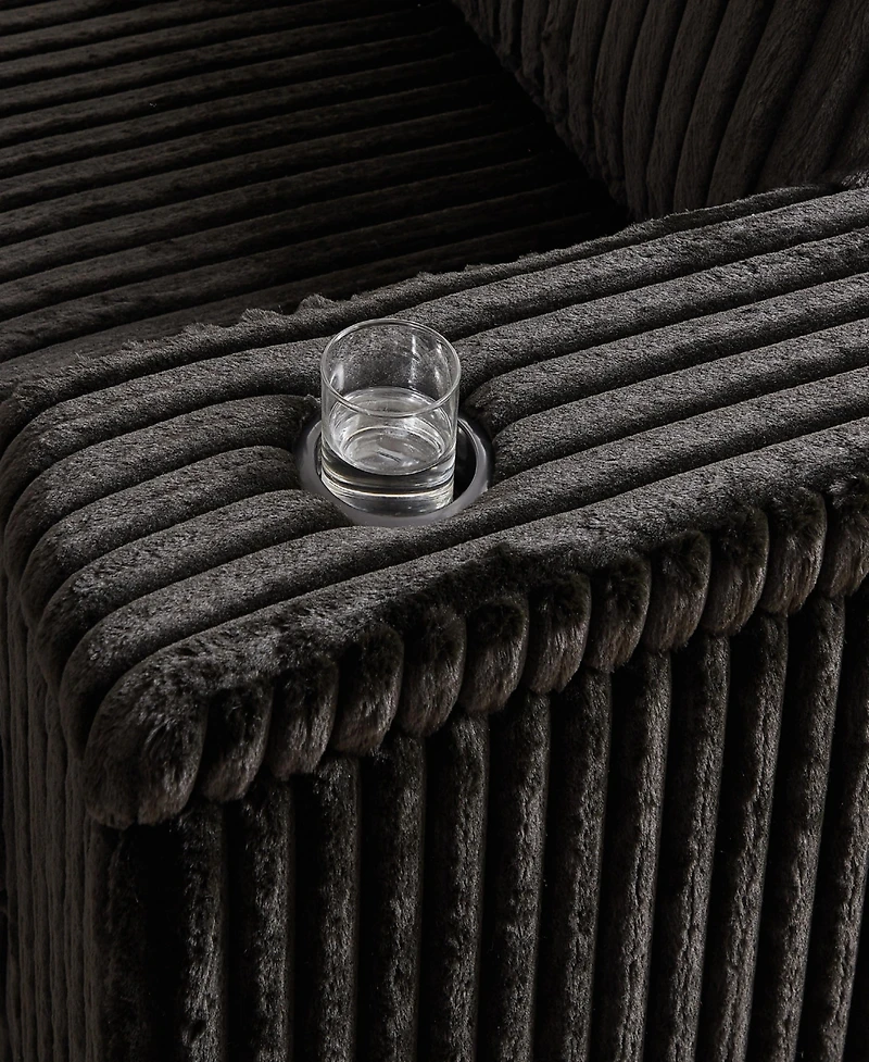 Streamdale Oversized Corduroy Corner Sofa with Storage and Ports